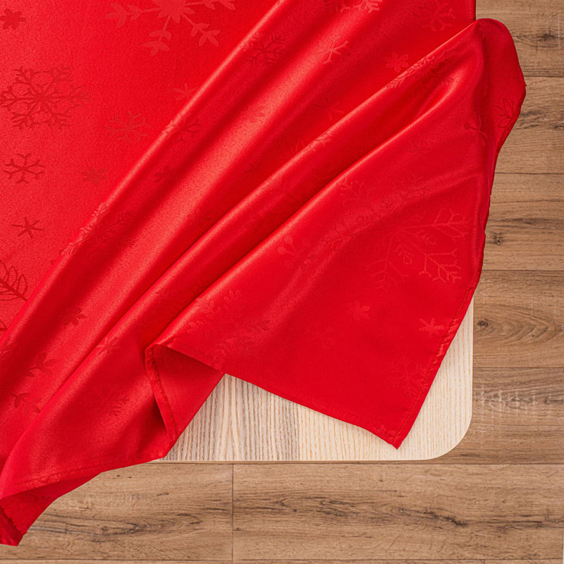Christmas Tablecloth Blizzard Snowflake Embossed Design - 90in, Red, 228cm L x 132cm W