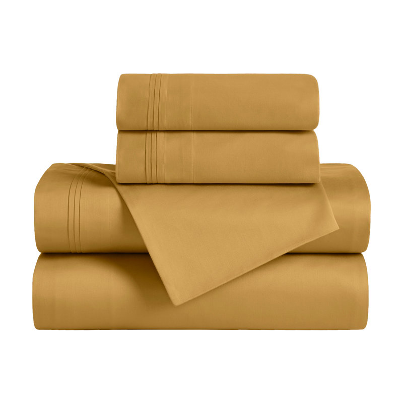 Egyptian Cotton Deep Pocket Solid 650 Thread Count Sheet Set, Olympic Queen, Maple Sugar