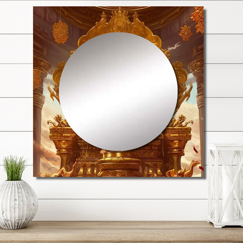 Kymbella - Grand miroir carré pour décoration murale Hinduisim, 23 po x 23 po