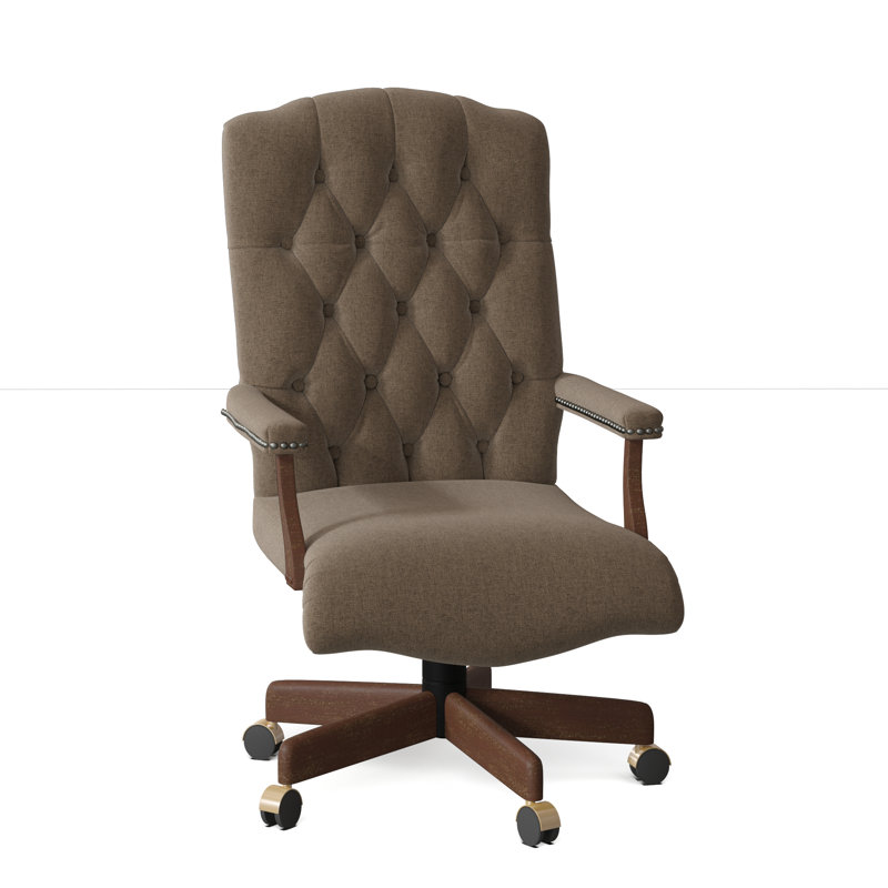 Stanford Swivel Executive Chair, Bark (8789 06), Walnut, Black Nickel