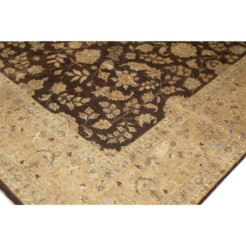Hand Knotted Wool Area Rug in Brown/Gold