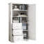 Armoire de rangement blanche à 3 tiroirs avec portes et tablettes réglables-130623716