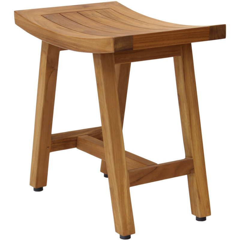 Asia Lotus 18" W Teak Shower Bench, Teak Oil