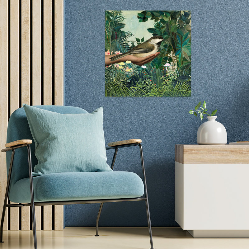 «Henri's Bird», art mural abstrait surréel, H 18 po x l 18 po