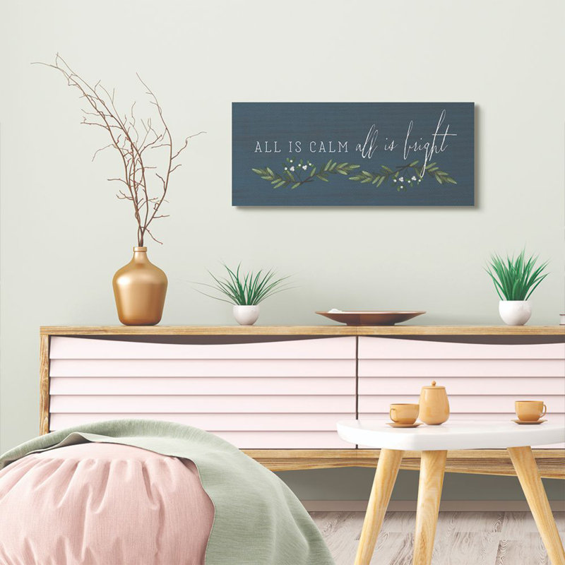«All Is Calm», impression d'art textuel, Toile tendue, H 13 po x l 30 po x P 1,5 po