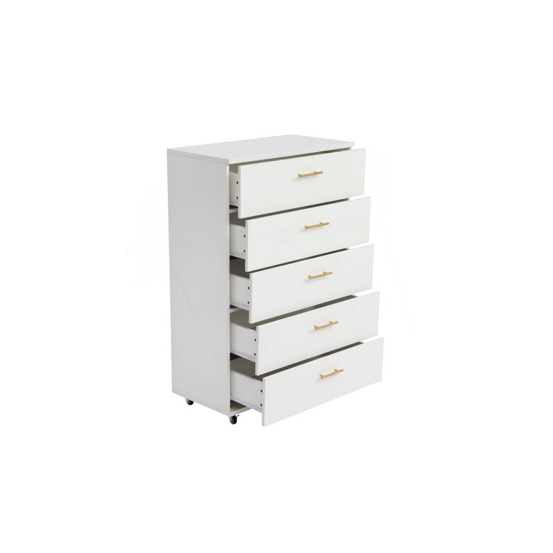 Commode 5 tiroirs avec poignées - Armoire de rangement moderne