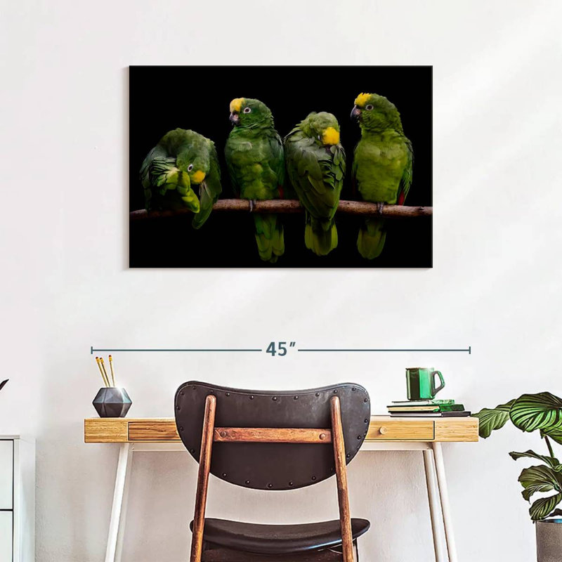 Crowle Crowned Parrots, 24" H x 36" W