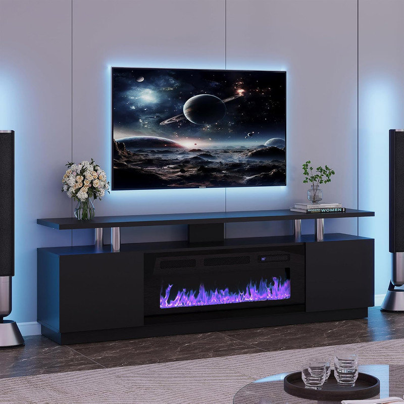 Unfinished TV Stand for TVs up to 78" with Fireplace Included