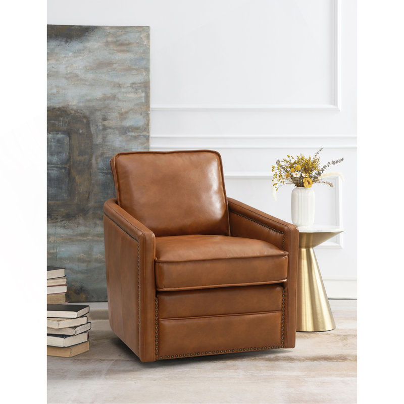 Chaise pivotante en cuir brun avec fauteuil coulissant Aire