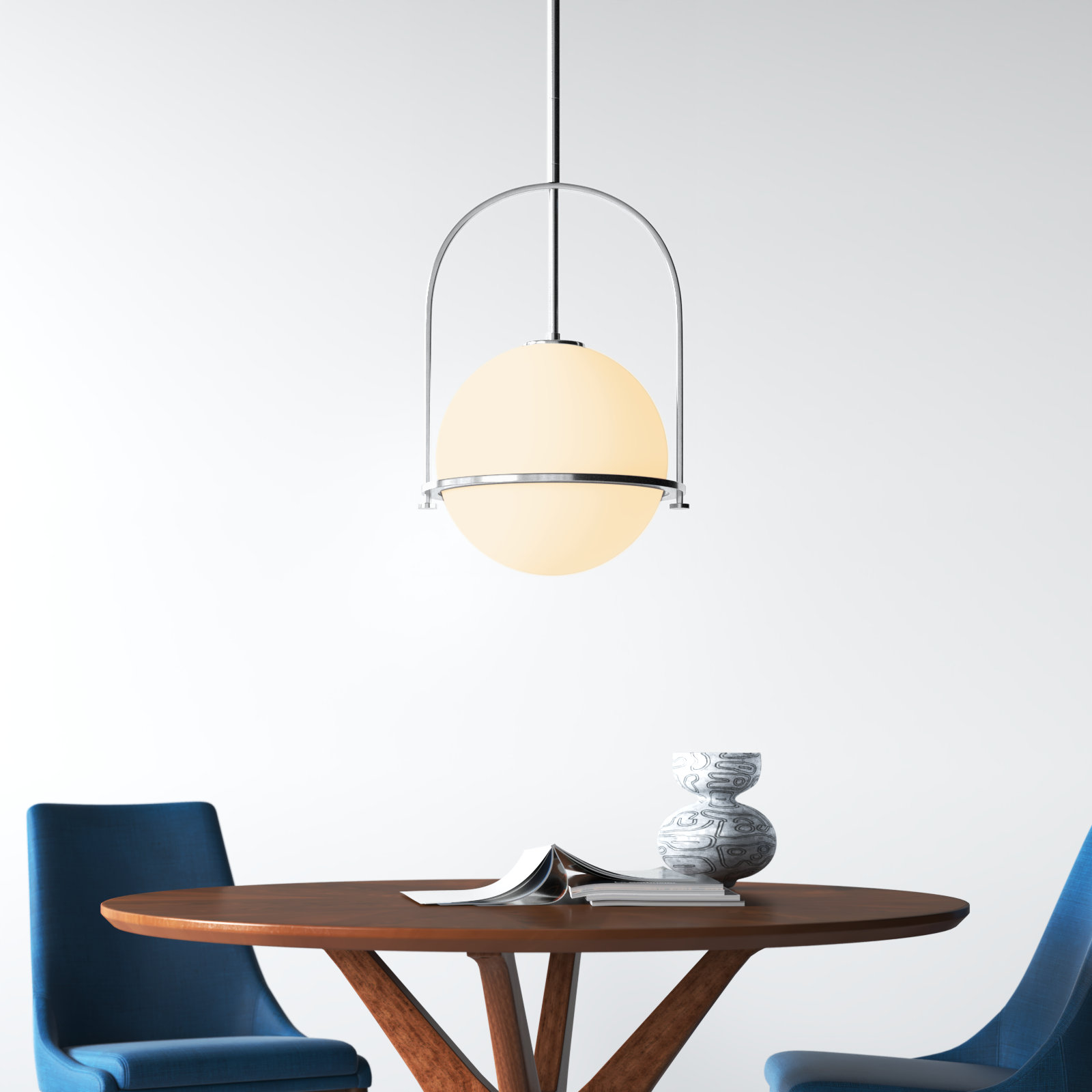 Arie Dimmable Single Light Pendant, Brushed Nickel, 23" H x 15.5" W x 15.5" D