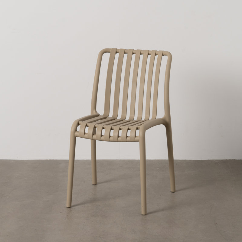 OUTDOOR Stacking Patio Dining Side Chair, Beige