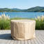 Table basse ronde pour foyer d'extérieur en composite - 50000 BTU avec couvercle en fer, brûleur en acier inoxydable et housse pour patio et jardin