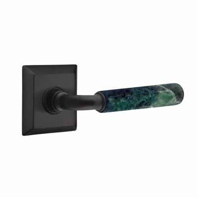 Ensemble de leviers de passage Emtek Select, rosette Quincy, tige R-Bar, poignée en marbre vert, l 6 po x L 6 po