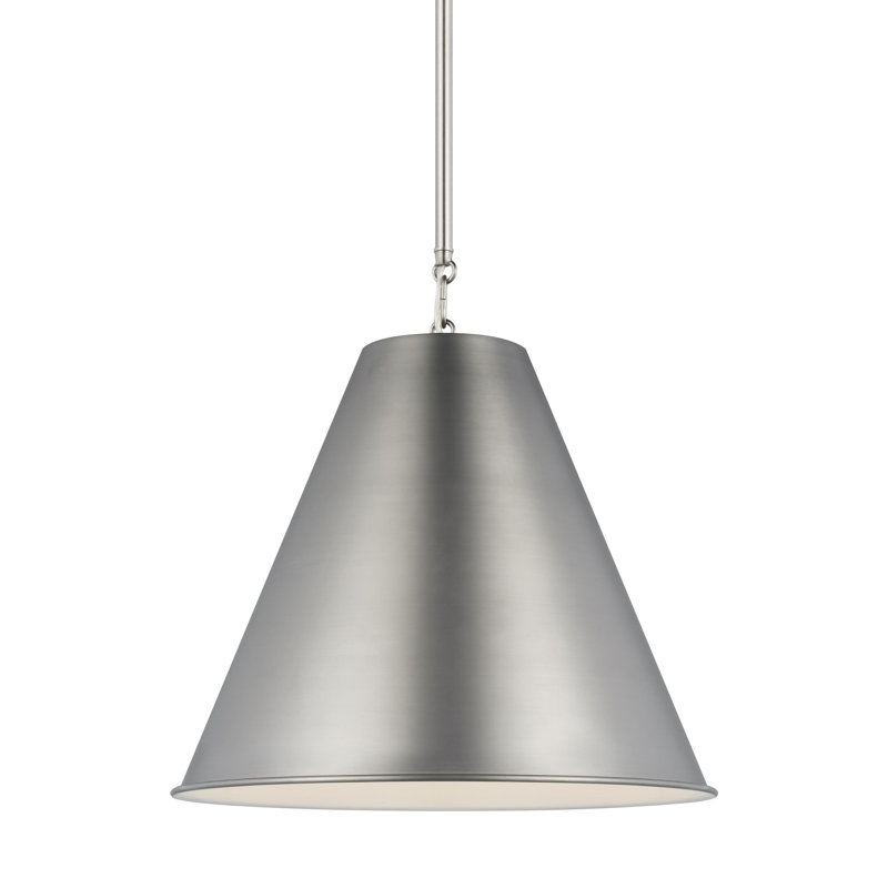 Luminaire suspendu conique à 1 lumière Camariae, Nickel ancien brossé, Nickel ancien brossé