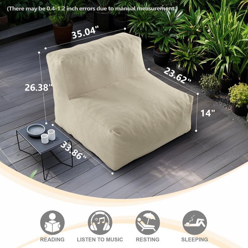 Fauteuil à billes pour canapé modulaire d'extérieur de taille moyenne pour patio, jardin et piscine, Beige clair