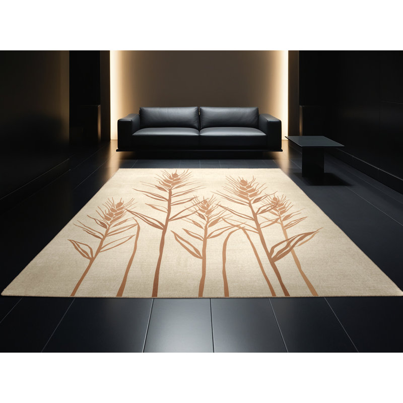 Soft Plush Esser Thanksgiving Modern & Contemporary Abstract Area Rug in Beige – Beige Binding, 5x7