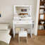 Makeup Vanity Desk with 9 Hollywood Bulbs, 4 Drawers and Stool 80*40*136 cm MDF 2 Pieces Makeup Vanity White - 9 Hollywood Bulbs, Power Socket, Includes Stool