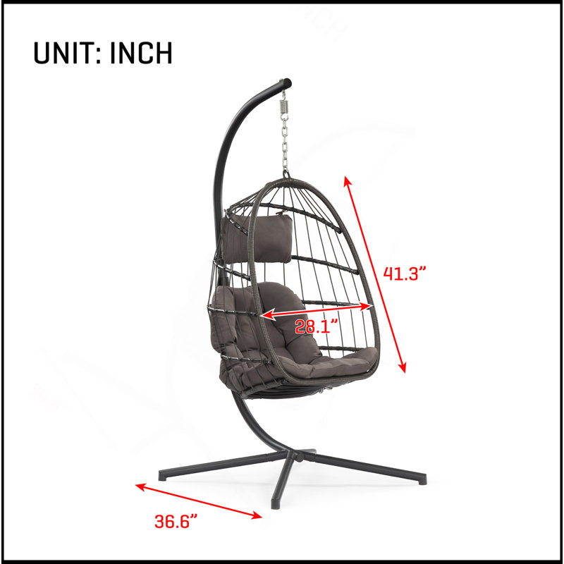 Outdoor Hanging Chair With Durable Frame And Comfortable Cushion For Relaxation, Dark Grey