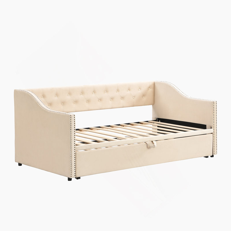 Lit de jour rembourré avec couchette Feaman, Beige