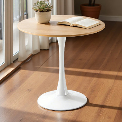 Table de salle à manger 31,5 "de style Mid-Century pour 2 à 4 personnes avec plateau rond en MDF, table de salle à manger à piédestal, table basse de loisirs
