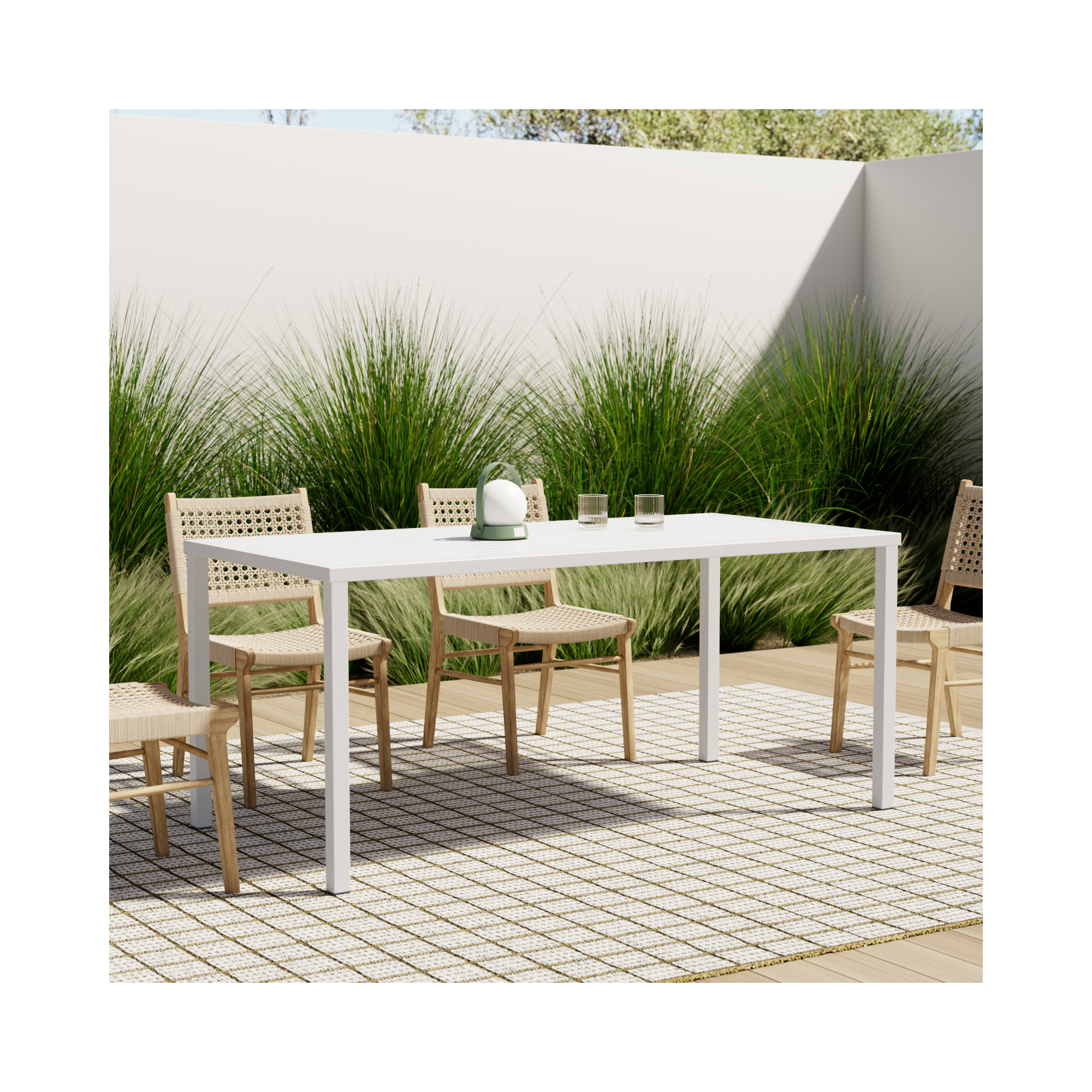 Ottie 71'' Aluminum Outdoor Dining Table, White