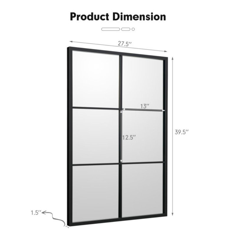 Christienne Metal Rectangle Wall Mirror with Hooks