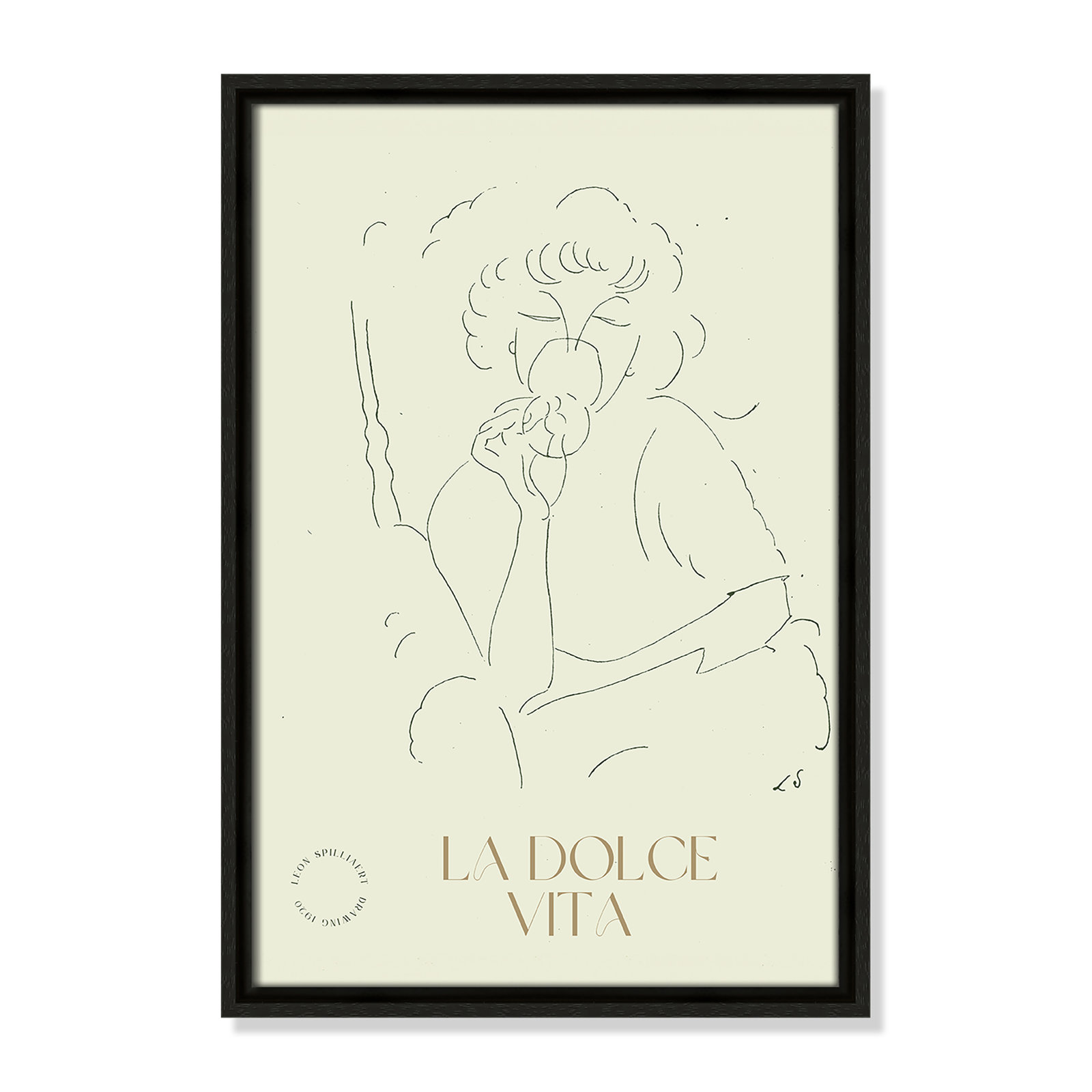 Dottie "La Dolce Vita" Print, 19.5" H x 13.5" W, Espresso
