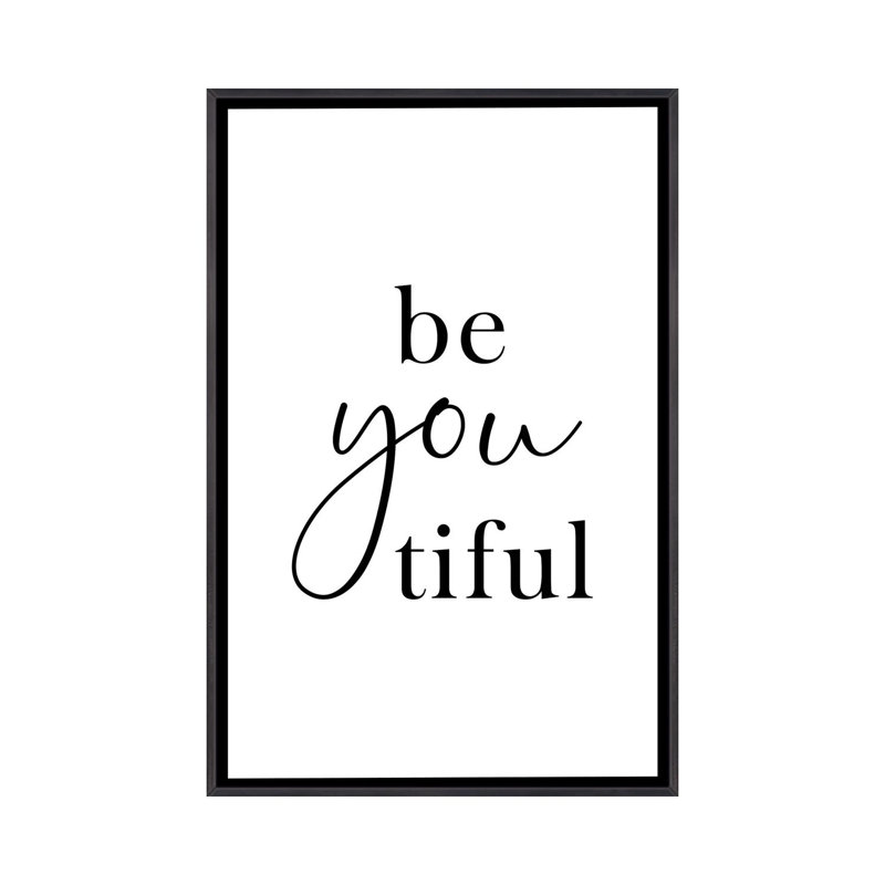 «Beyoutorable», reproduction d'art textuel, H 26 po x l 18 po x 1,5 po, Toile avec cadre noir patiné, Pas de tapis