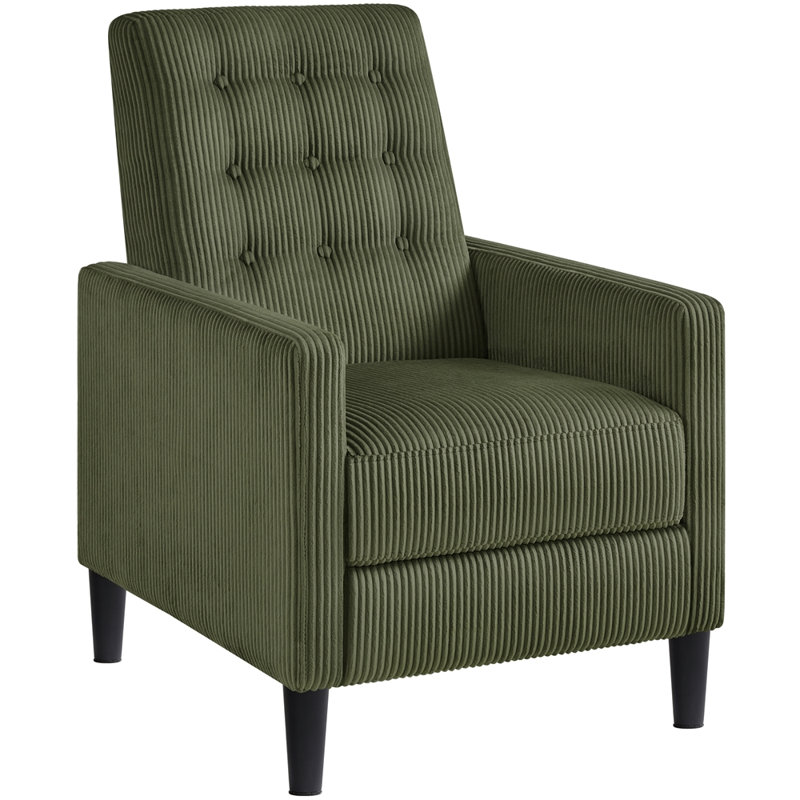 Corduroy Green Recliner Sofa  Chair with Adjustable Back and Footrest