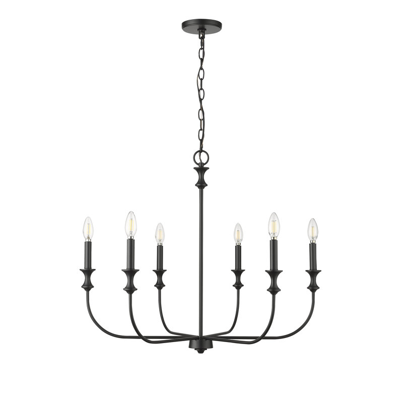 Lustre à 6 lumières de 28,26 po de largeur Savanne, Noir mat