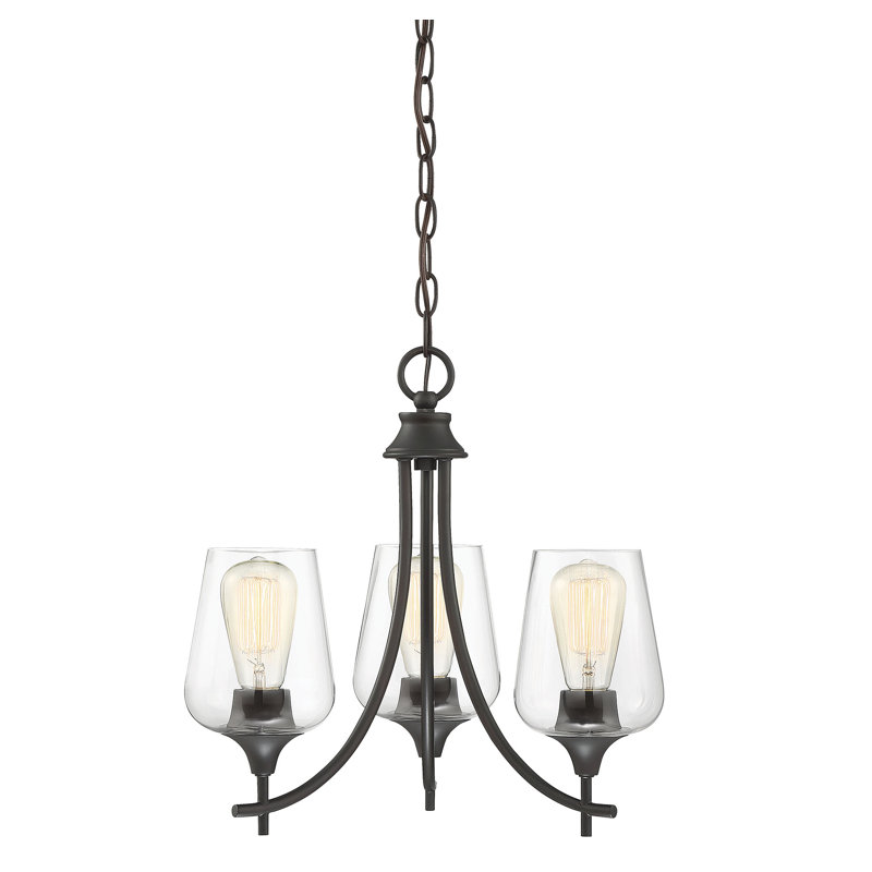 Lustre classique à 3 lumières avec abat-jour Breena, Bronze anglais