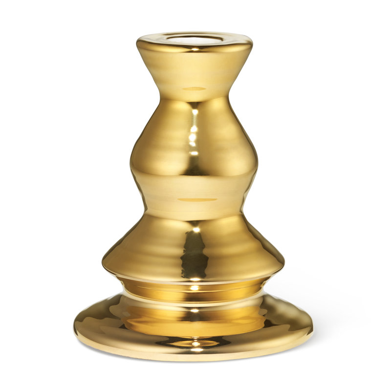 Allette 4.6'' H Concrete / Cement Tabletop Candlestick, Gold