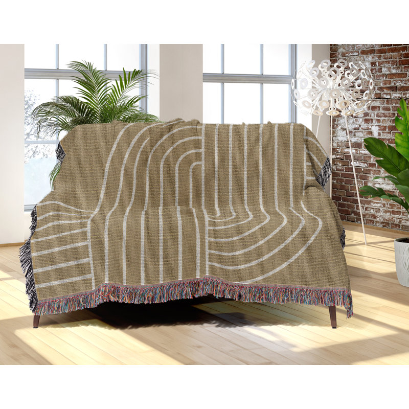 Jeté en mélange de coton Askii, Beige, L 60 po x l 60 po