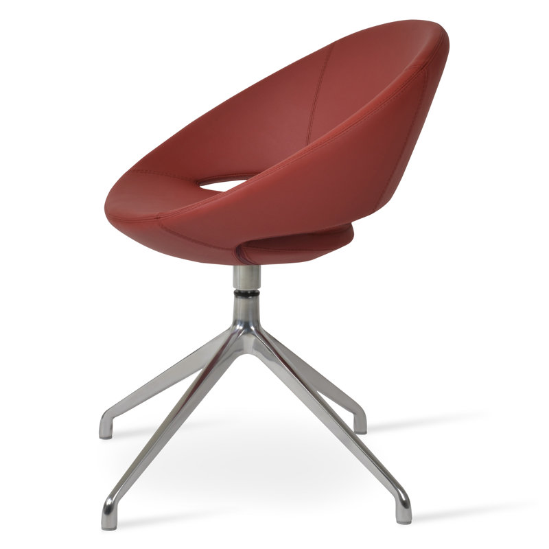 Fauteuil pivotant Crescent Spider, Rouge foncé, Chrome