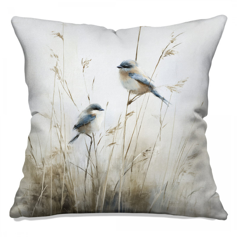 Coussin décoratif oiseaux, oreillers double face animaux, 14 X 14 pouces