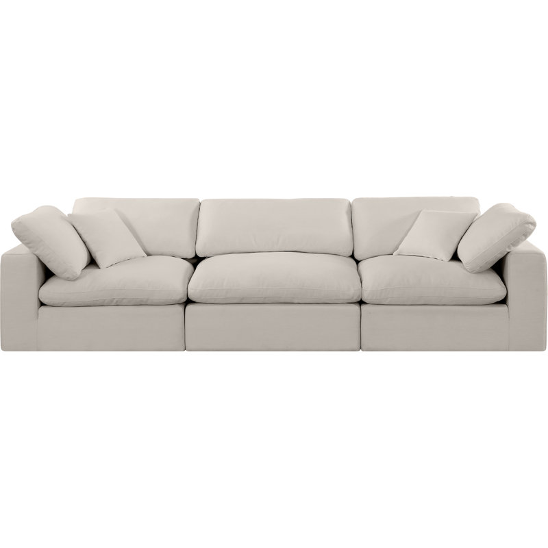 Hisamuddin 119" Linen Modular Sofa, Beige Linen Textured Fabric