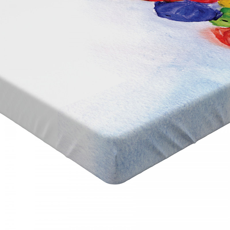 Twin White Microfiber Fitted Sheet with Colorful Print