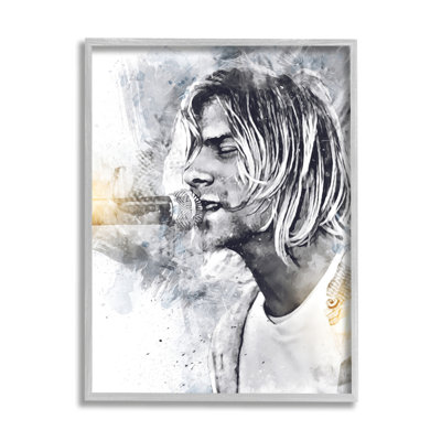 " Kurt Cobain Singing Portrait " by Birch&Ink