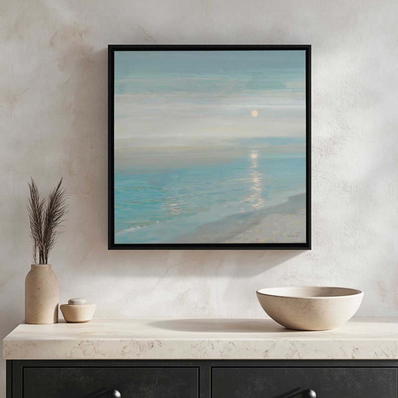 «Early Morning at the Beach» par Stellar Design Studio, reproduction d'art, L 30 po x H 30 po, Brun, Toile avec cadre