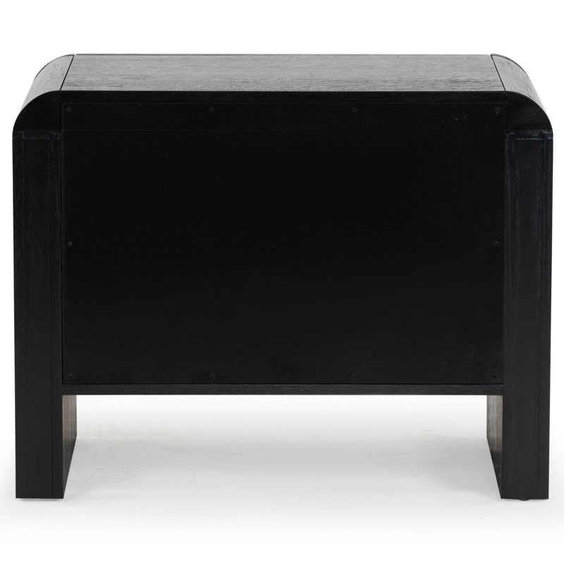 Katrina Wood 2 Drawer Nightstand, Black