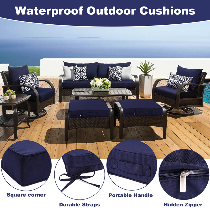 24"×24"×4“ Outdoor Removable Seat Cushion, Navy, 24" W x 24" D
