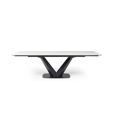 Table de salle à manger extensible 63 po en céramique avec base thermolaquée noire 63 po