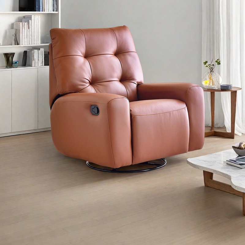 Ergonomic Minimalist Recliner with Swivel, Orange