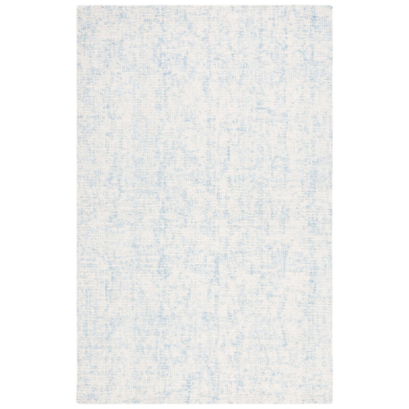 Fredi Abstract Hand Tufted Wool/Cotton Area Rug in Light Blue/Ivory, Rectangle 4' x 6'