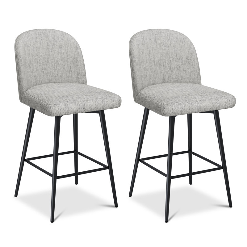 Kanasha 26.9" Counter Stool Upholstered Swivel Counter Bar Stools with Back&Metal Legs(Set of 2), Gray