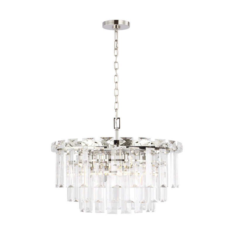 Dimmable Tiered Chandelier, Polished Nickel, 17.38" H x 24.13" W x 24.13" D