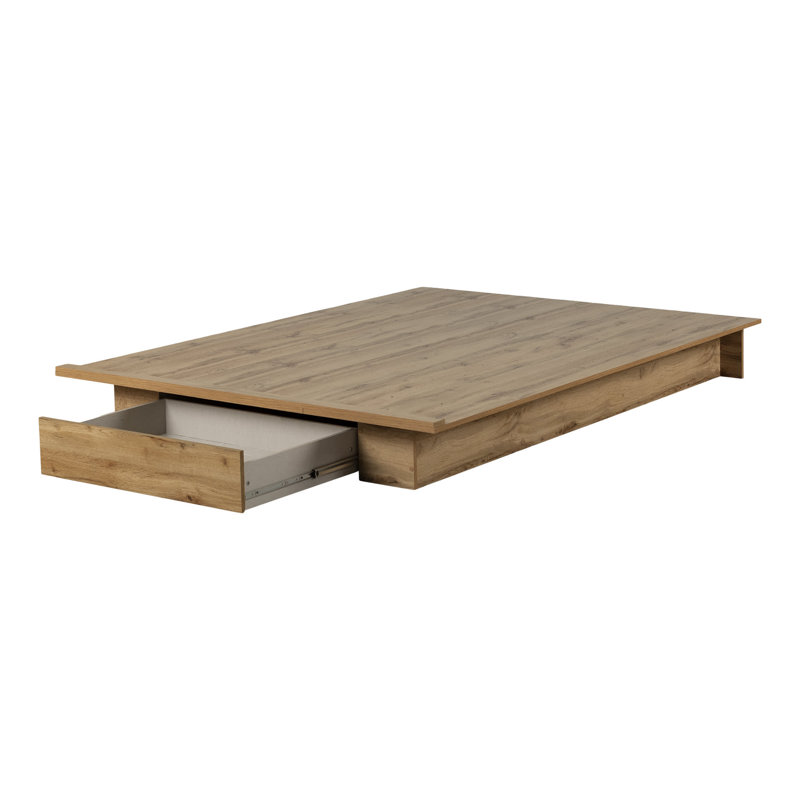 Serrano Queen Platform Bed With Drawer, Nordik Oak