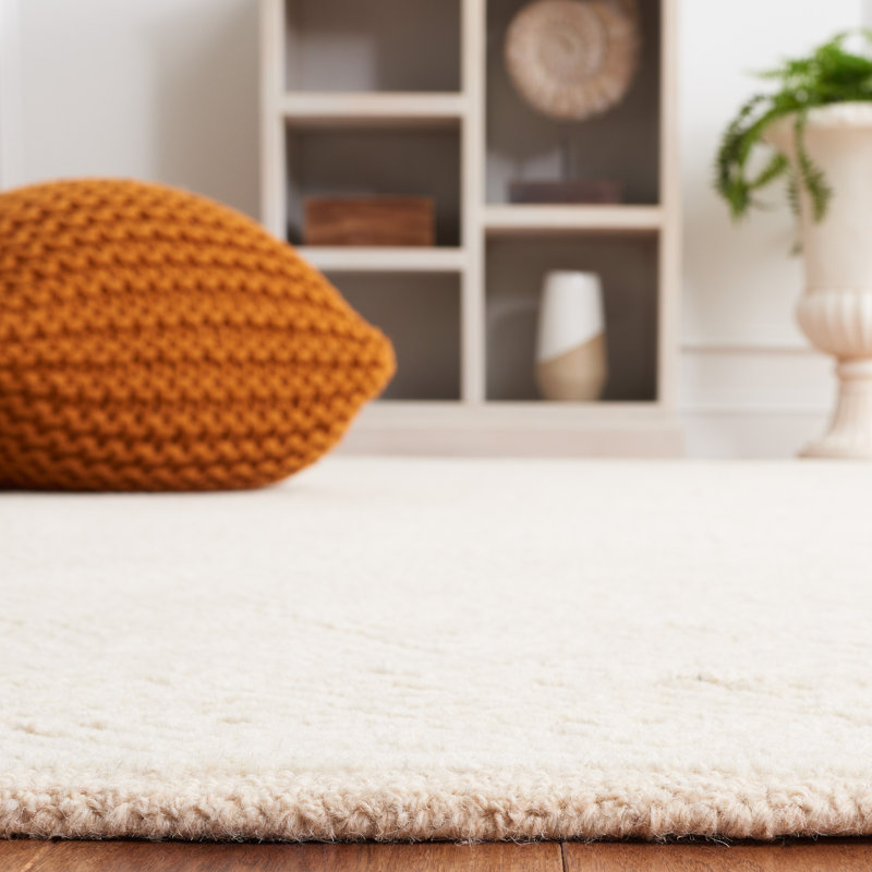 Textural Hand Tufted Wool Cotton Oriental Rug in Beige/Blush, Rectangle 5' x 8'