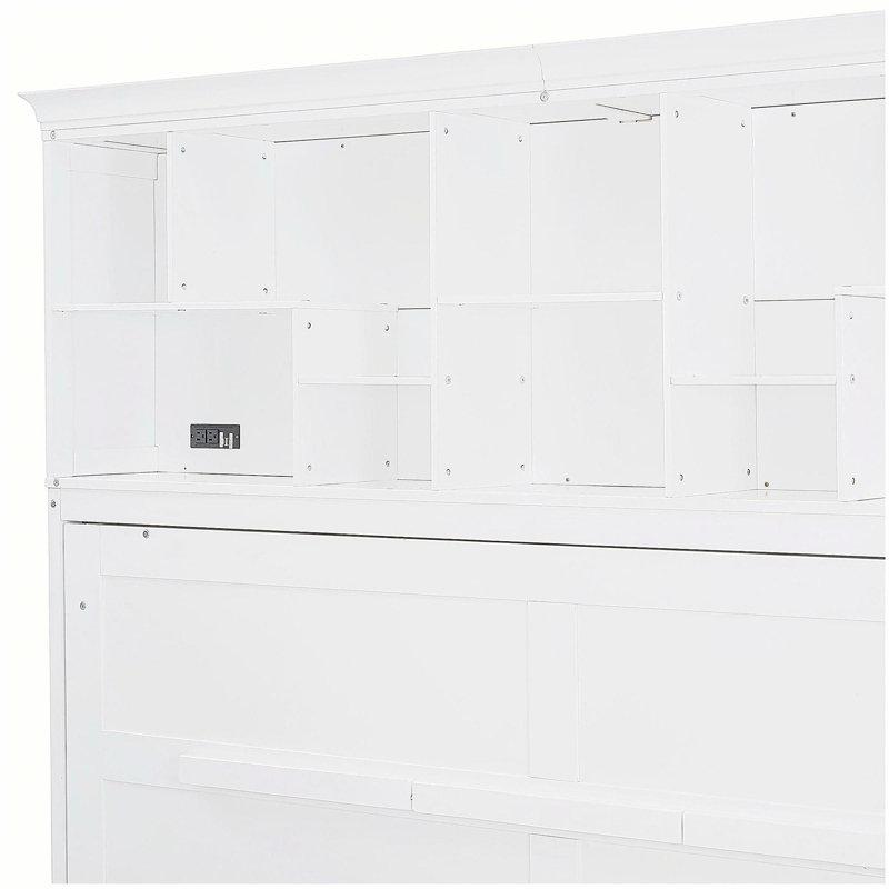 Grand lit mural pliant grand format avec auvent et port USB, blanc, Grand lit, Gris