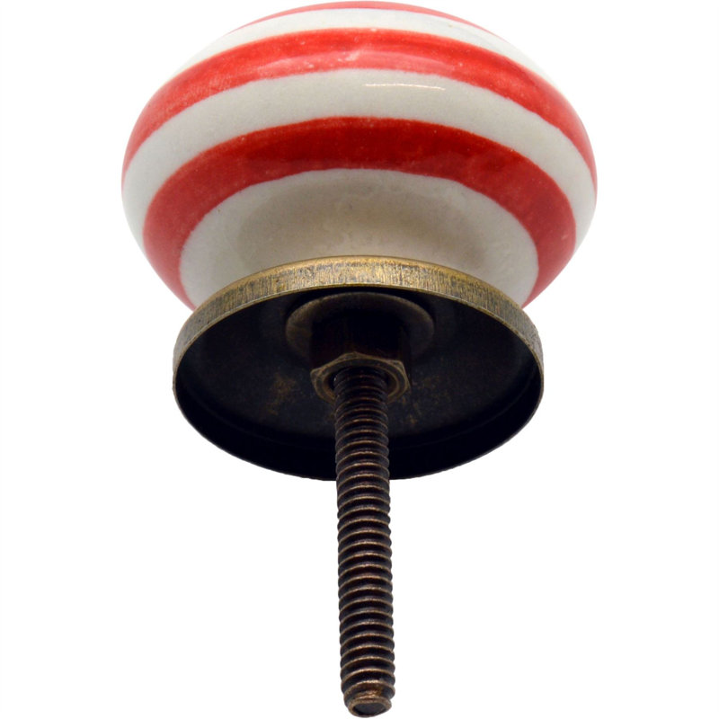 Nicola Spring - Round Ceramic Cabinet Knobs,  Light Red